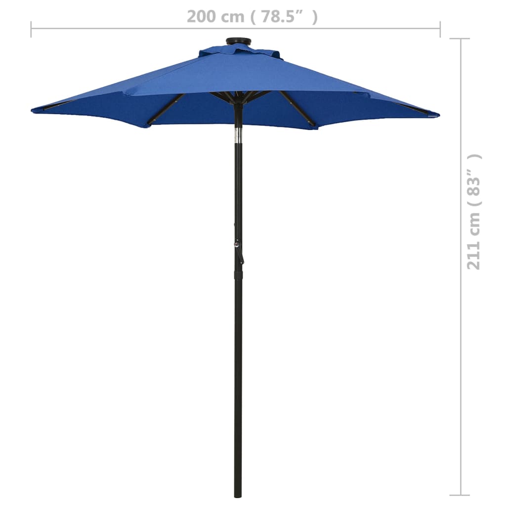 Ombrellone con Luci LED Azzurro 200x211 cm in Alluminio | homemem39