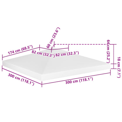 Copertura Superiore per Gazebo a 2 Strati 310 g/m² 3x3 m Bianca - homemem39