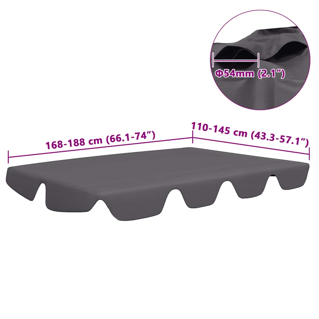 Baldacchino per Dondolo Giardino Antracite 188/168x145/110cm