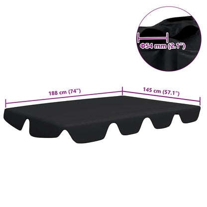 Baldacchino per Dondolo Giardino Nero 188/168x145/110 cm