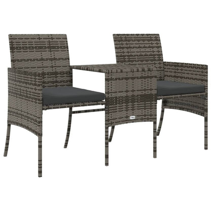 Divano da Giardino a 2 Posti Tavolino e Pouf Polyrattan Grigio | homemem39