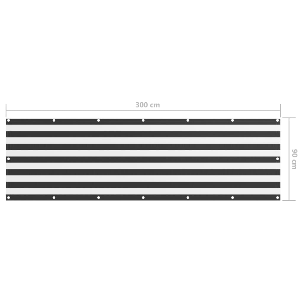 Paravento da Balcone Antracite e Bianco 90x300cm Tessuto Oxford | homemem39
