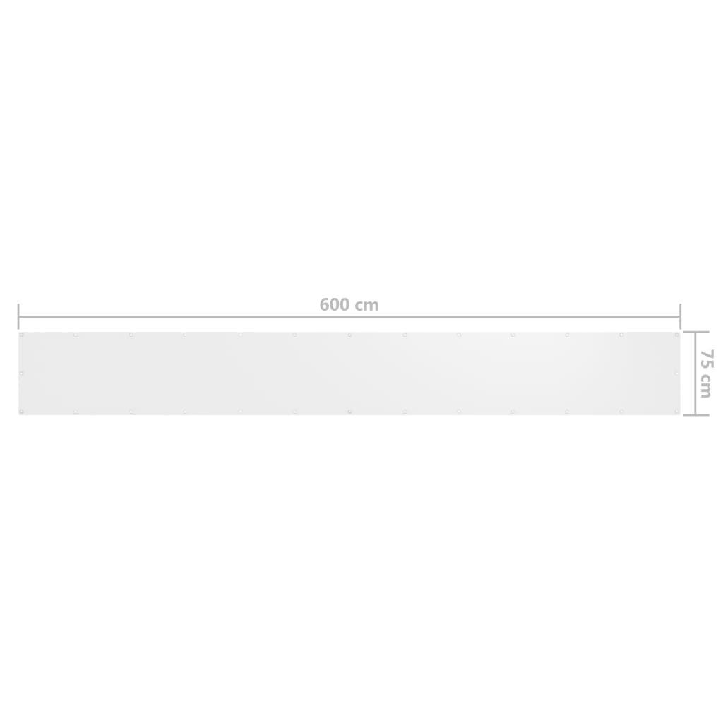 Paravento da Balcone Bianco 75x600 cm in Tessuto Oxford - homemem39