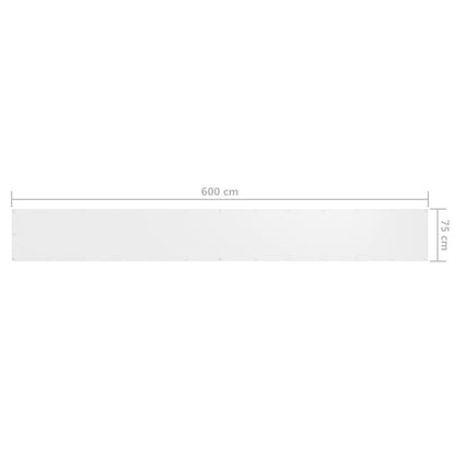 Paravento da Balcone Bianco 75x600 cm in Tessuto Oxford - homemem39