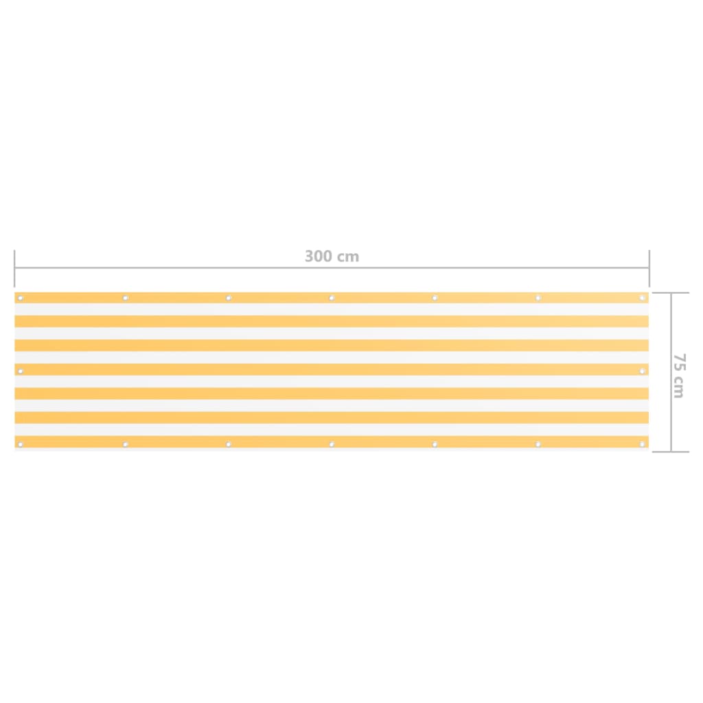 Paravento da Balcone Bianco e Giallo 75x300 cm Tessuto Oxford | homemem39