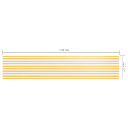 Paravento Balcone Bianco e Giallo 120x600 cm Tessuto Oxford - homemem39