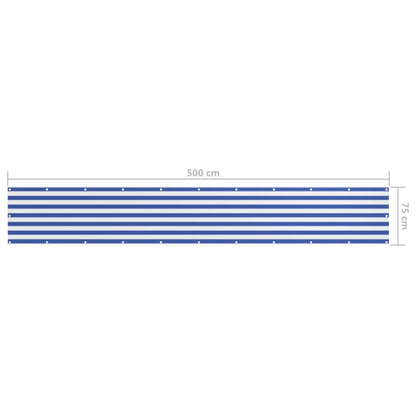 Paravento Balcone Bianco e Blu 75x500 cm Tessuto Oxford | homemem39