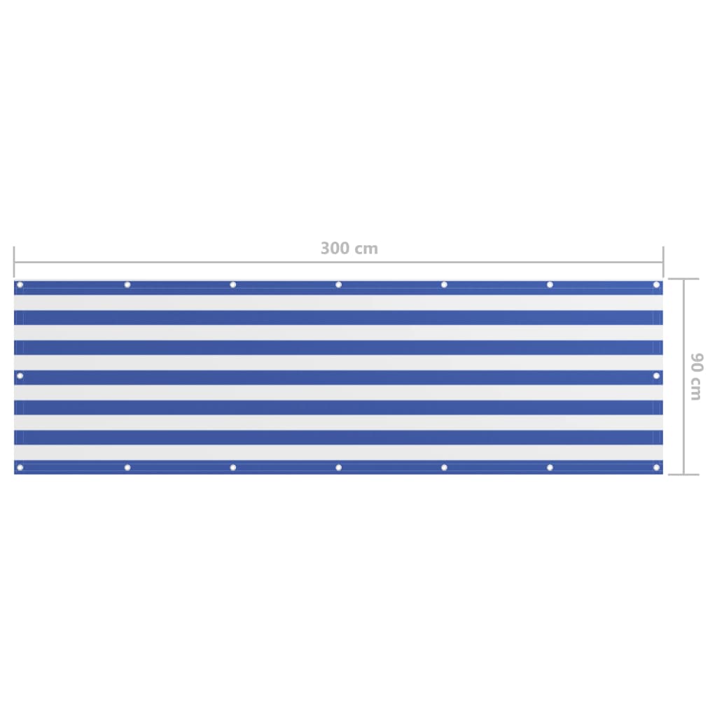 Paravento da Balcone Bianco e Blu 90x300 cm in Tessuto Oxford - homemem39