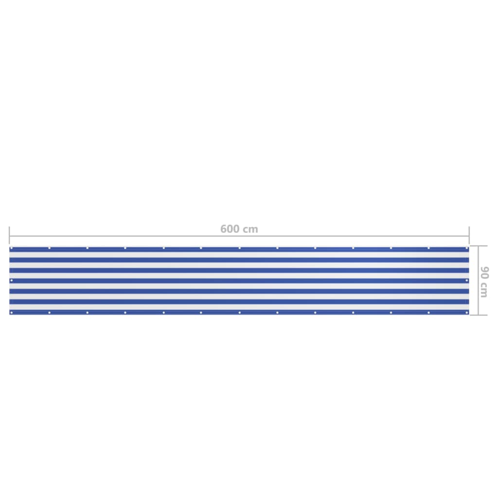 Paravento Balcone Bianco e Blu 90x600 cm Tessuto Oxford | homemem39