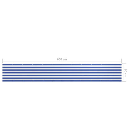 Paravento Balcone Bianco e Blu 90x600 cm Tessuto Oxford | homemem39