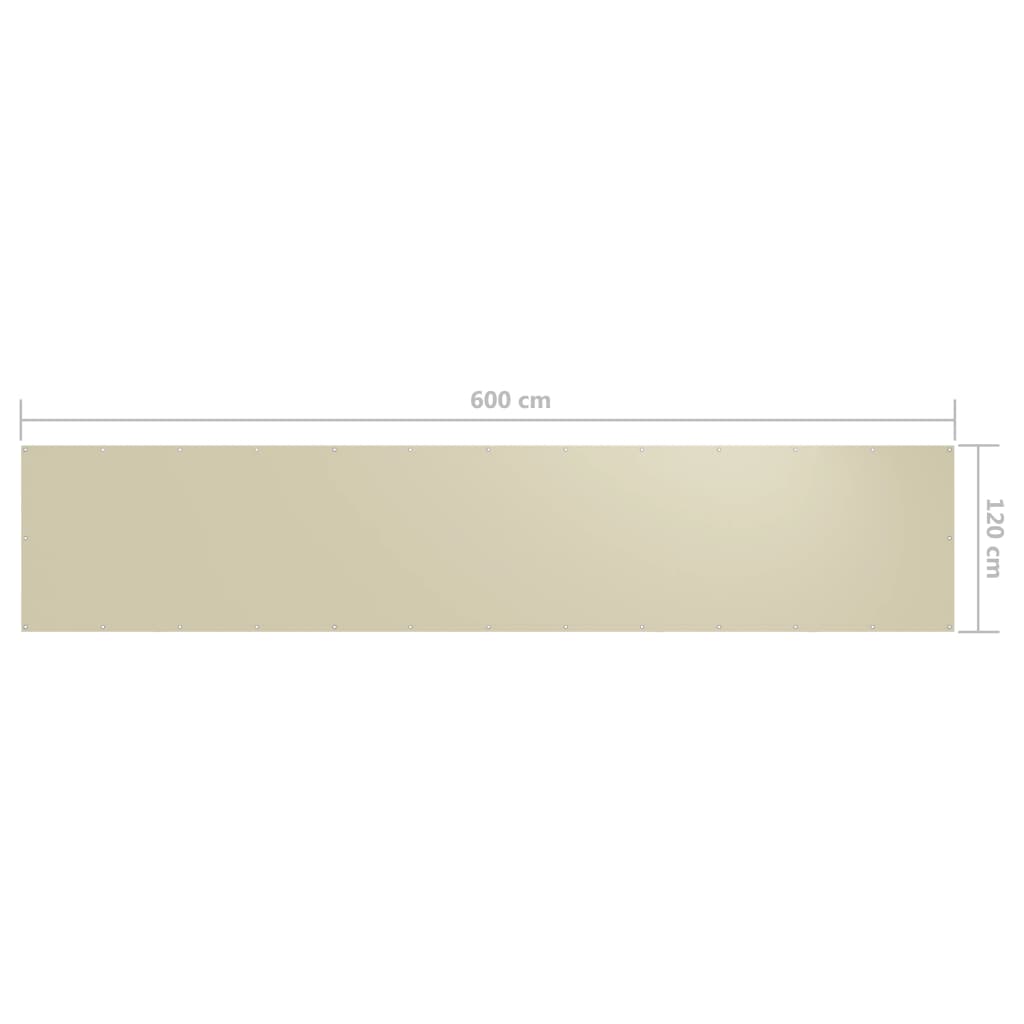 Paravento da Balcone Crema 120x600 cm Tessuto Oxford | homemem39