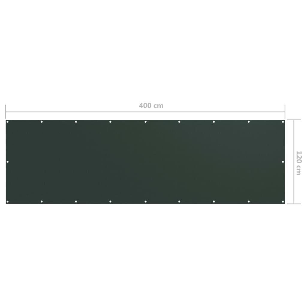 Paravento da Balcone Verde Scuro 120x400 cm Tessuto Oxford | homemem39