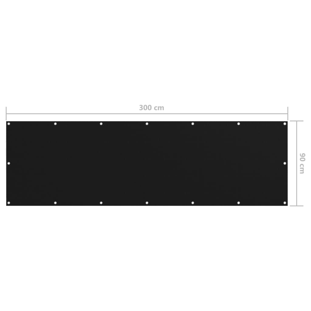 Paravento da Balcone Nero 90x300 cm in Tessuto Oxford | homemem39