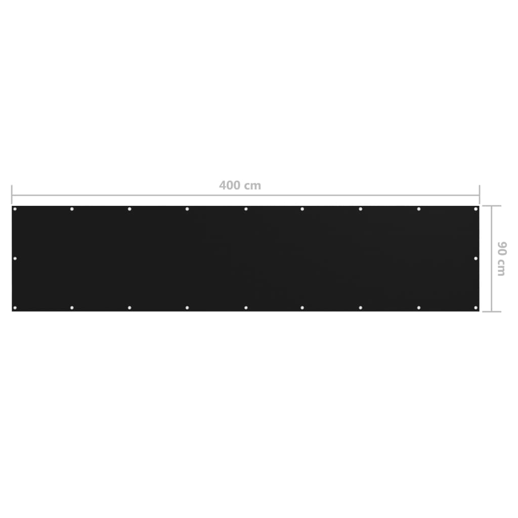 Paravento Balcone Nero 90x400 cm in Tessuto Oxford | homemem39