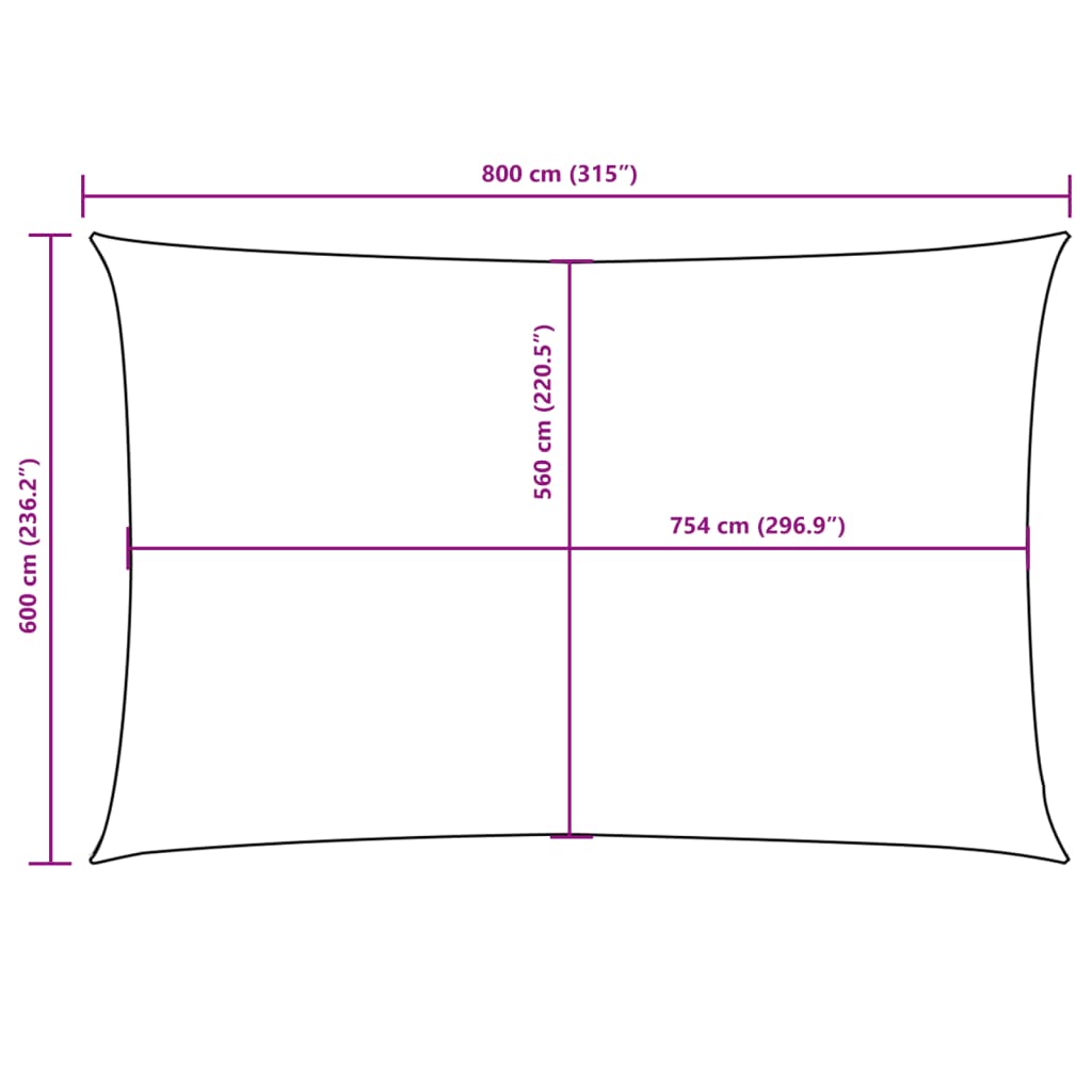 Parasole a Vela Oxford Rettangolare 6x8 m Antracite | homemem39