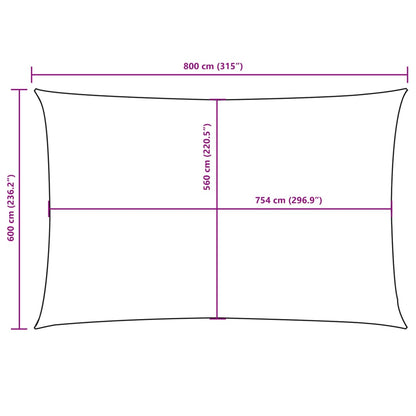 Parasole a Vela Oxford Rettangolare 6x8 m Antracite | homemem39