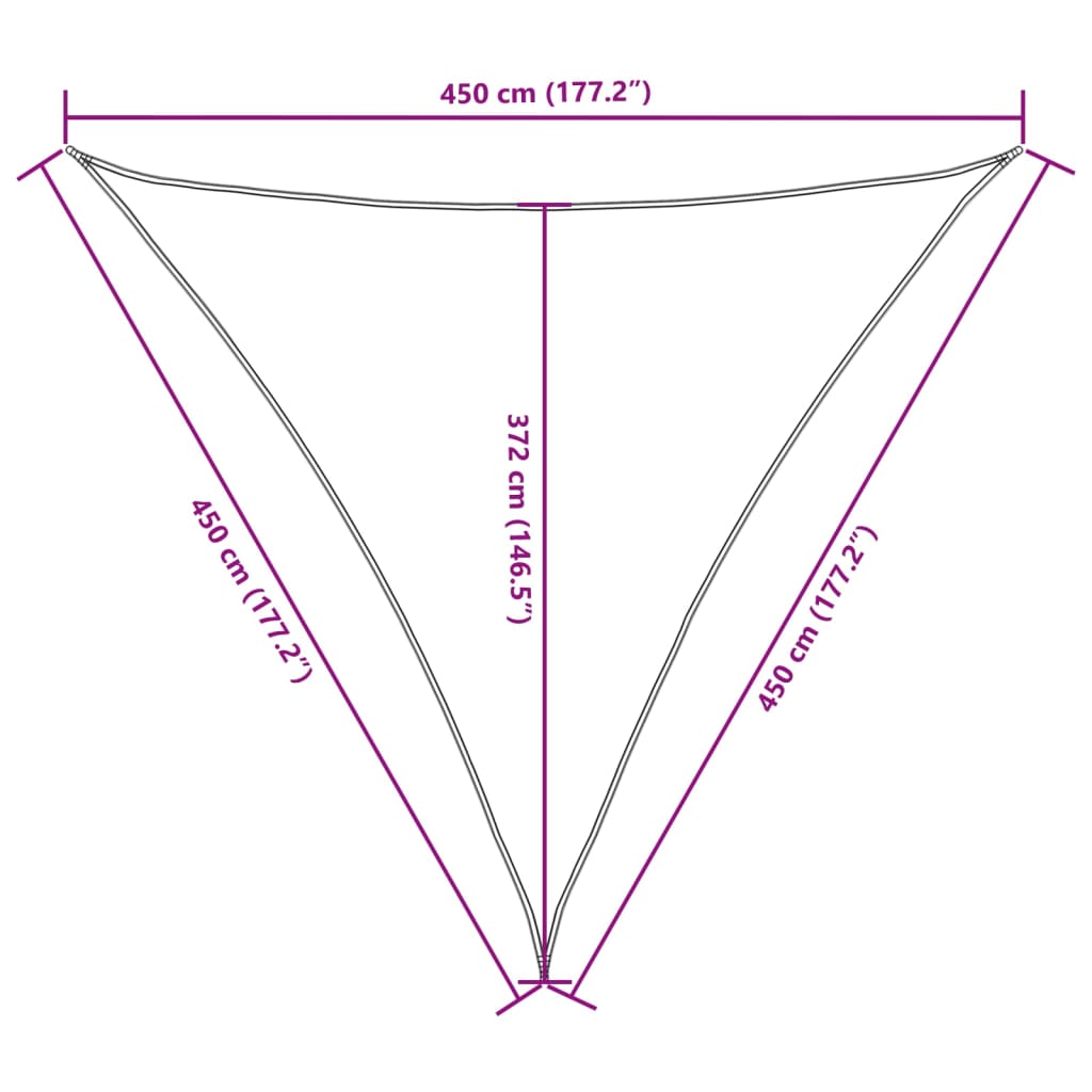 Parasole a Vela Oxford Triangolare 4,5x4,5x4,5 m Antracite - homemem39