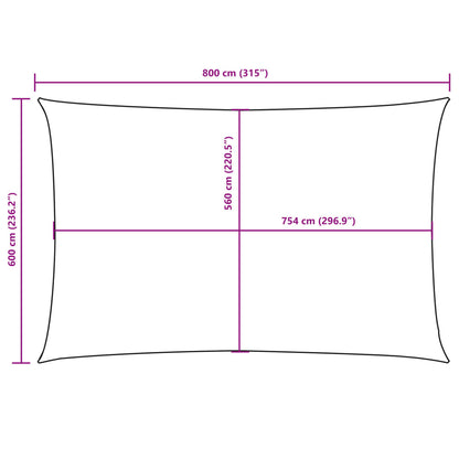 Parasole a Vela Oxford Rettangolare 6x8 m Beige | homemem39