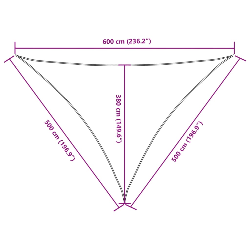 Parasole a Vela Oxford Triangolare 5x5x6 m Beige | homemem39