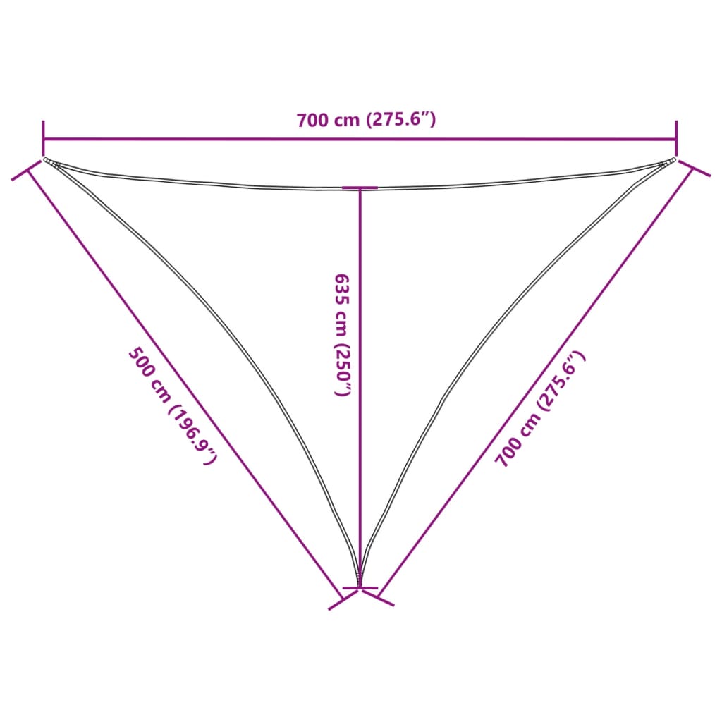 Parasole a Vela in Tessuto Oxford Triangolare 5x7x7m Crema | homemem39