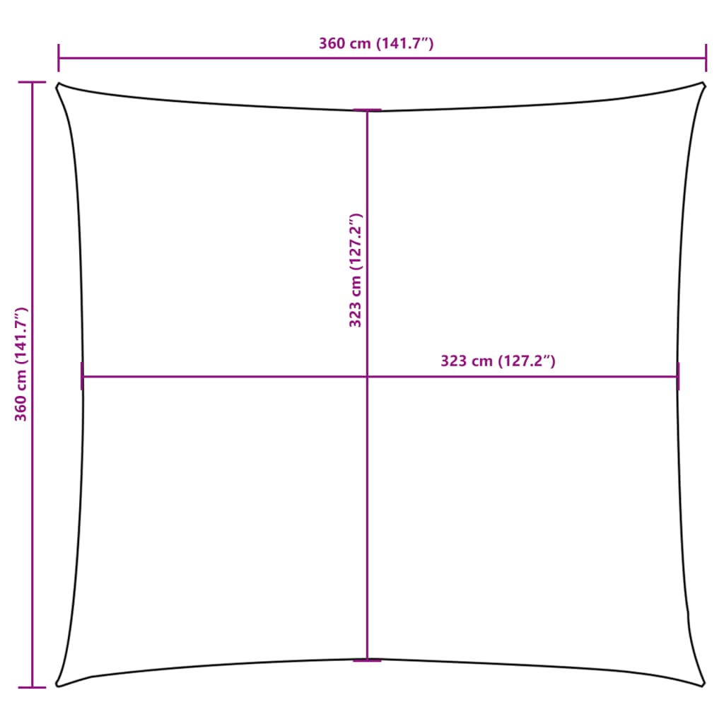 Vela Parasole in Tessuto Oxford Quadrata 3,6x3,6 m Bianca - homemem39