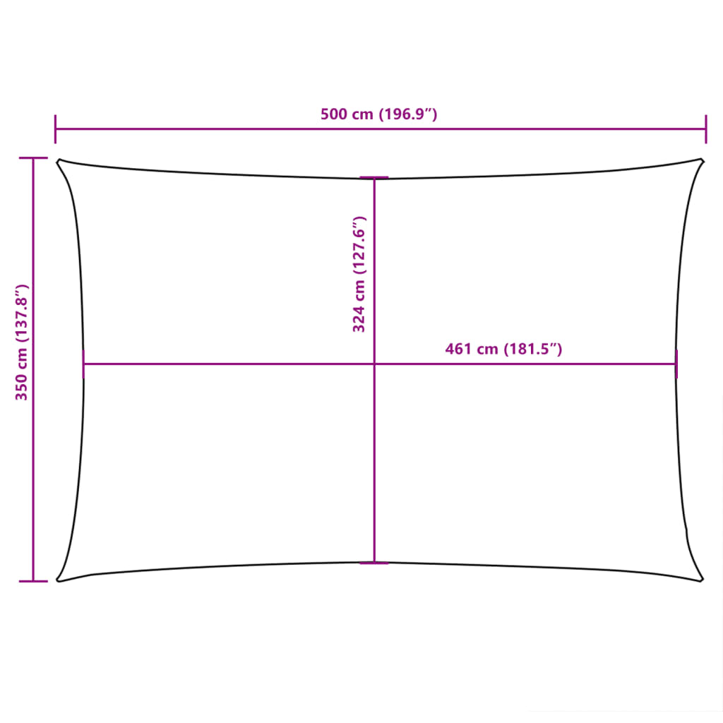 Parasole a Vela in Tessuto Oxford Rettangolare 3,5x5 m Bianco - homemem39