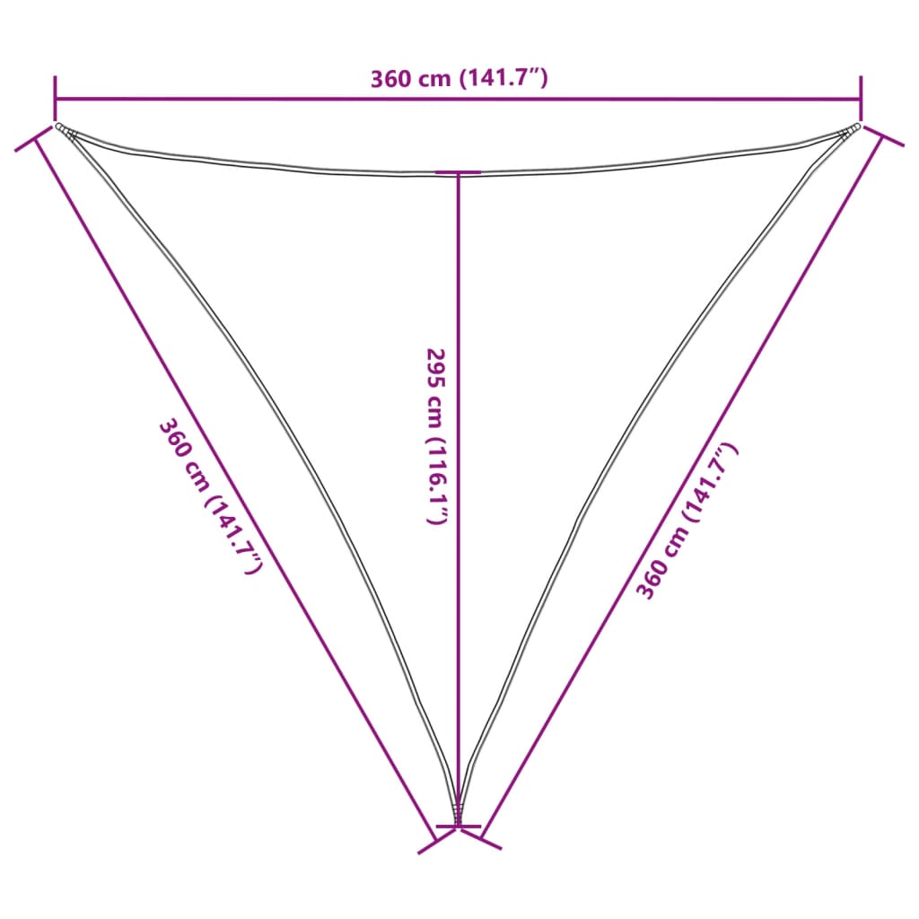 Parasole a Vela Oxford Triangolare 3,6x3,6x3,6 m Bianco - homemem39