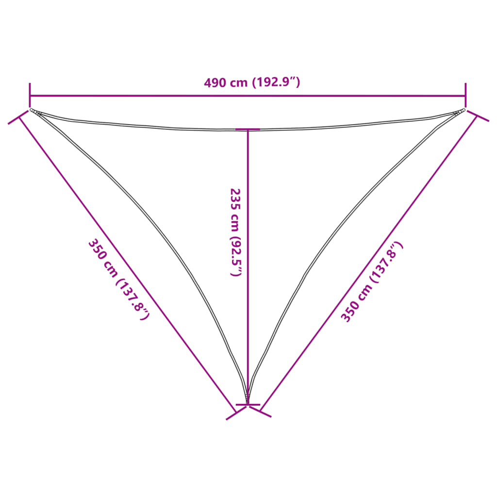 Parasole a Vela Oxford Triangolare 3,5x3,5x4,9 m Bianco - homemem39