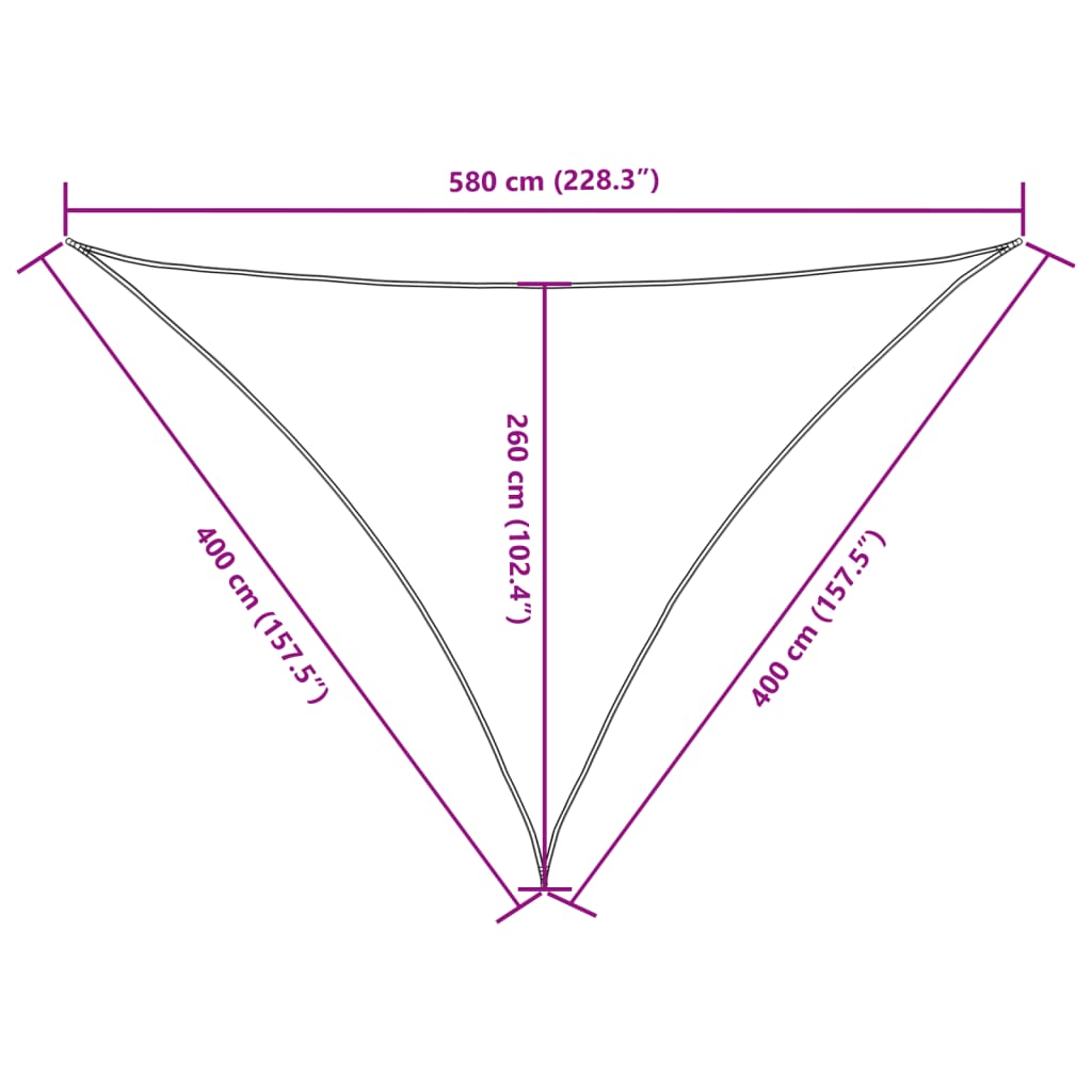 Parasole a Vela in Tessuto Oxford Triangolare 4x4x5,8m Bianco - homemem39