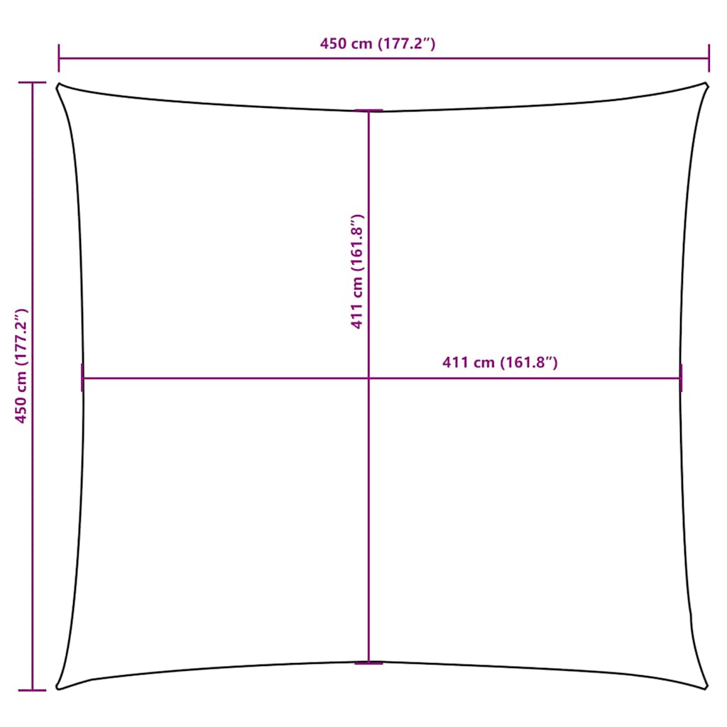 Parasole a Vela in Tela Oxford Quadrato 4,5x4,5 m Talpa