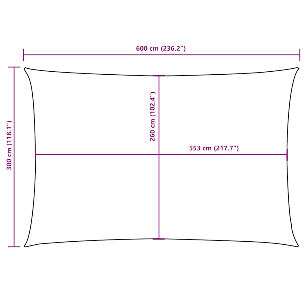 Parasole a Vela in Tessuto Oxford Rettangolare 3x6 m Bianco | homemem39