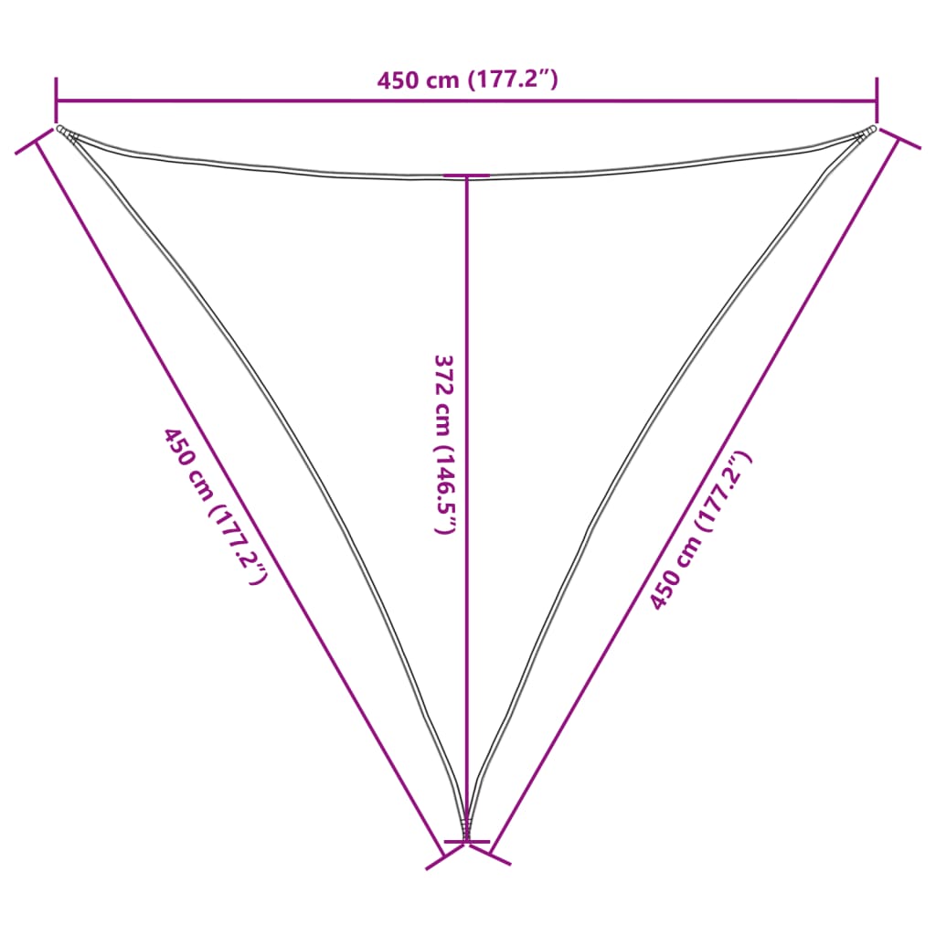 Parasole a Vela Oxford Triangolare 4,5x4,5x4,5 m Talpa | homemem39