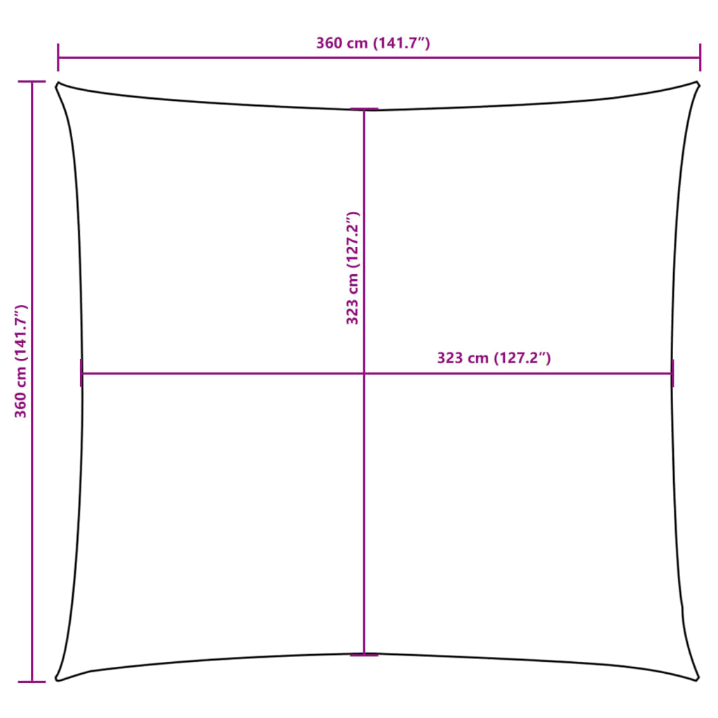 Vela Parasole in Tela Oxford Quadrata 3,6x3,6 m Blu | homemem39