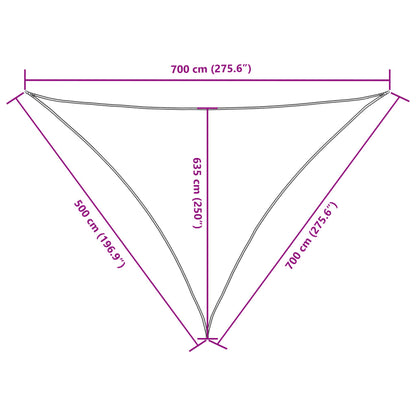 Parasole a Vela Oxford Triangolare 5x7x7 m Blu | homemem39