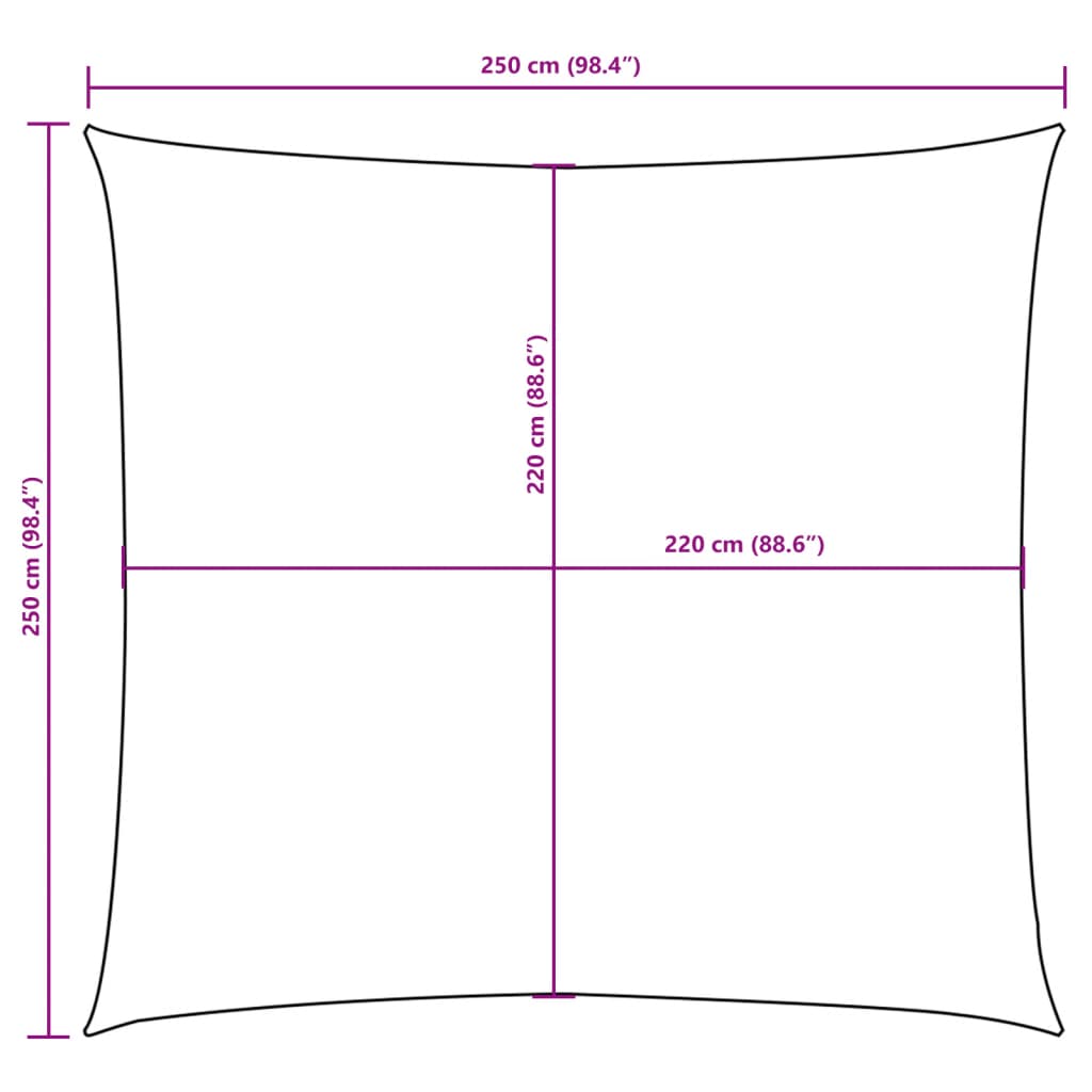 Vela Parasole in Tela Oxford Quadrata 2,5x2,5 m Gialla | homemem39
