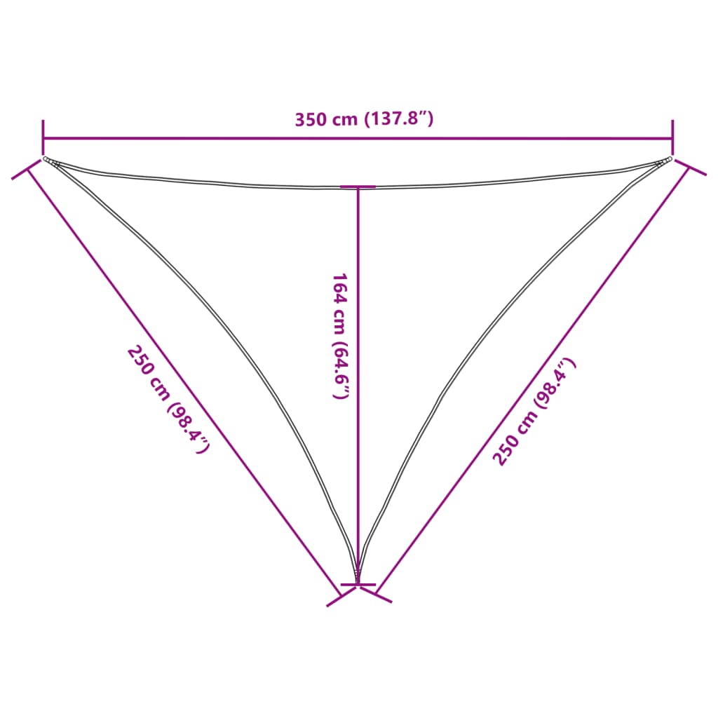 Parasole a Vela Oxford Triangolare 2,5x2,5x3,5 m Giallo | homemem39