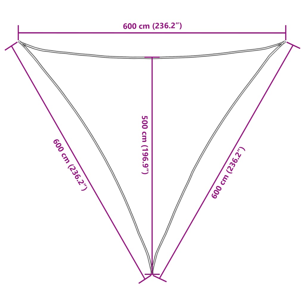 Parasole a Vela in Tessuto Oxford Triangolare 6x6x6 m Giallo | homemem39