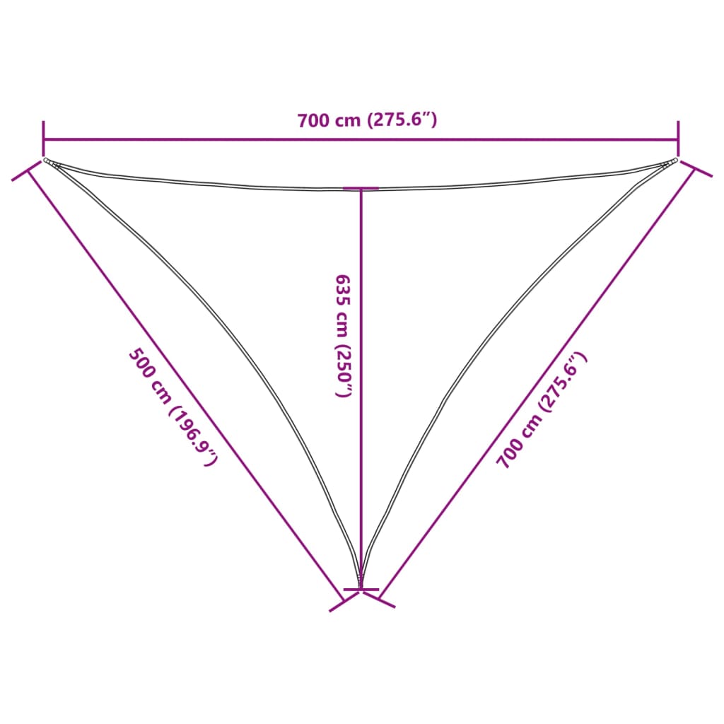 Parasole a Vela Oxford Triangolare 5x7x7 m Rosso | homemem39