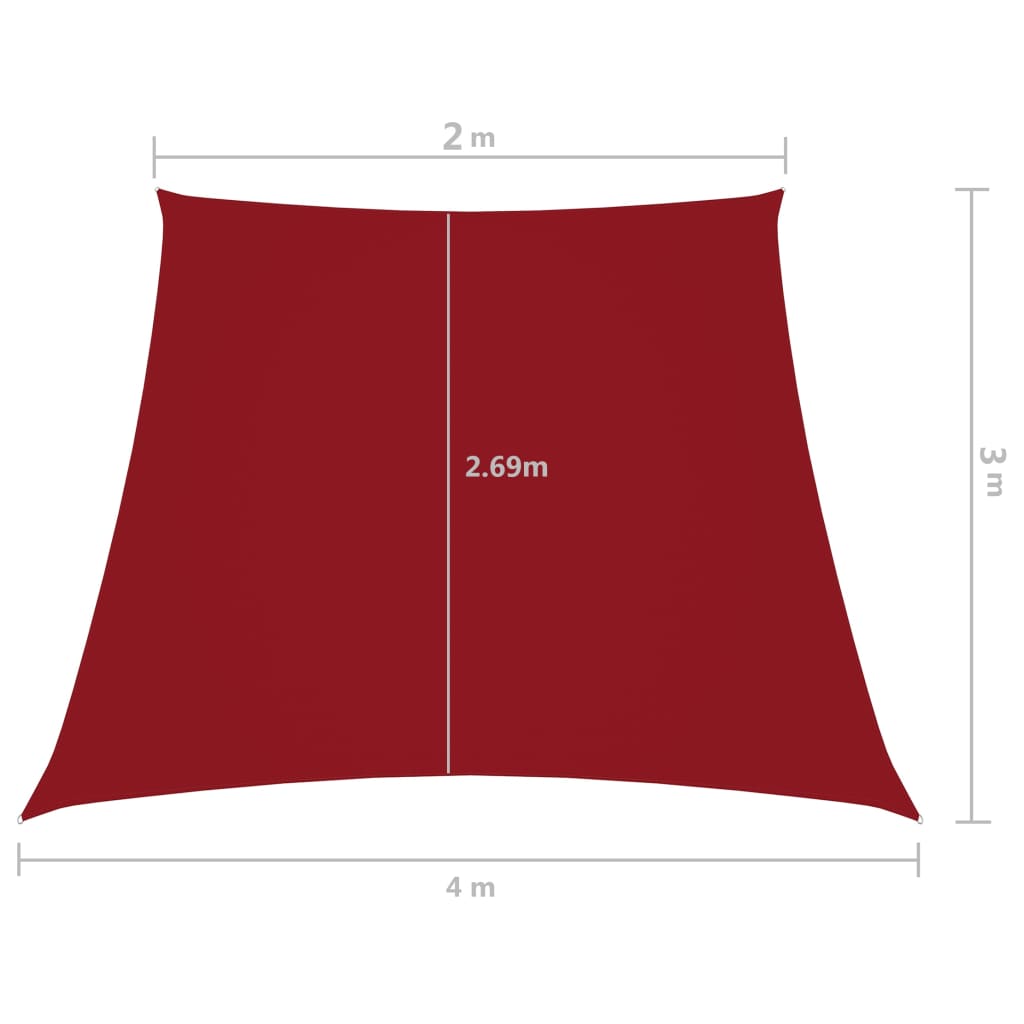 Parasole a Vela in Tela Oxford a Trapezio 2/4x3 m Rosso - homemem39