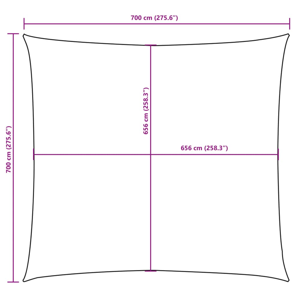 Parasole a Vela in Tela Oxford Quadrata 7x7 m Nero - homemem39