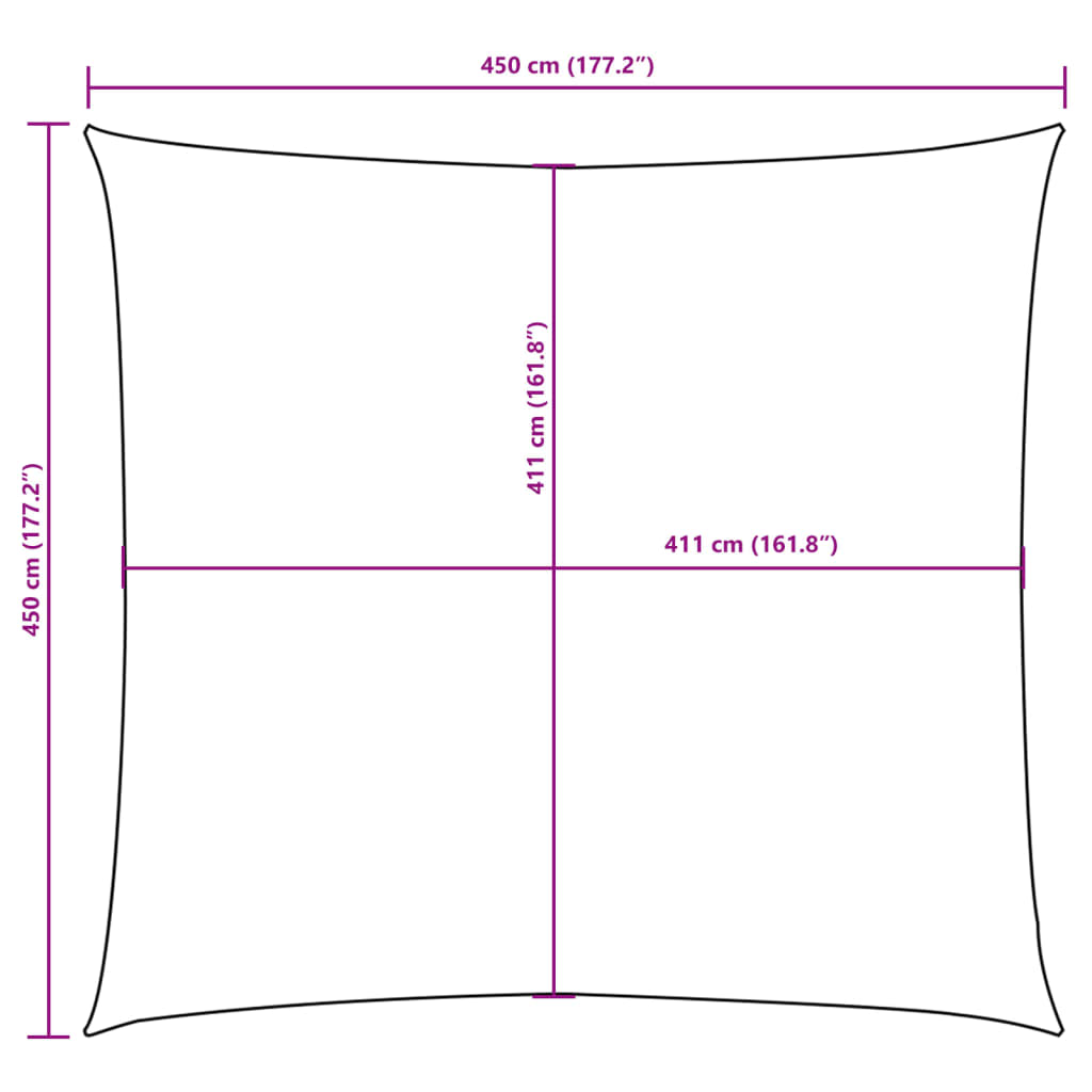 Parasole a Vela in Tela Oxford Quadrato 4,5x4,5 m Marrone - homemem39