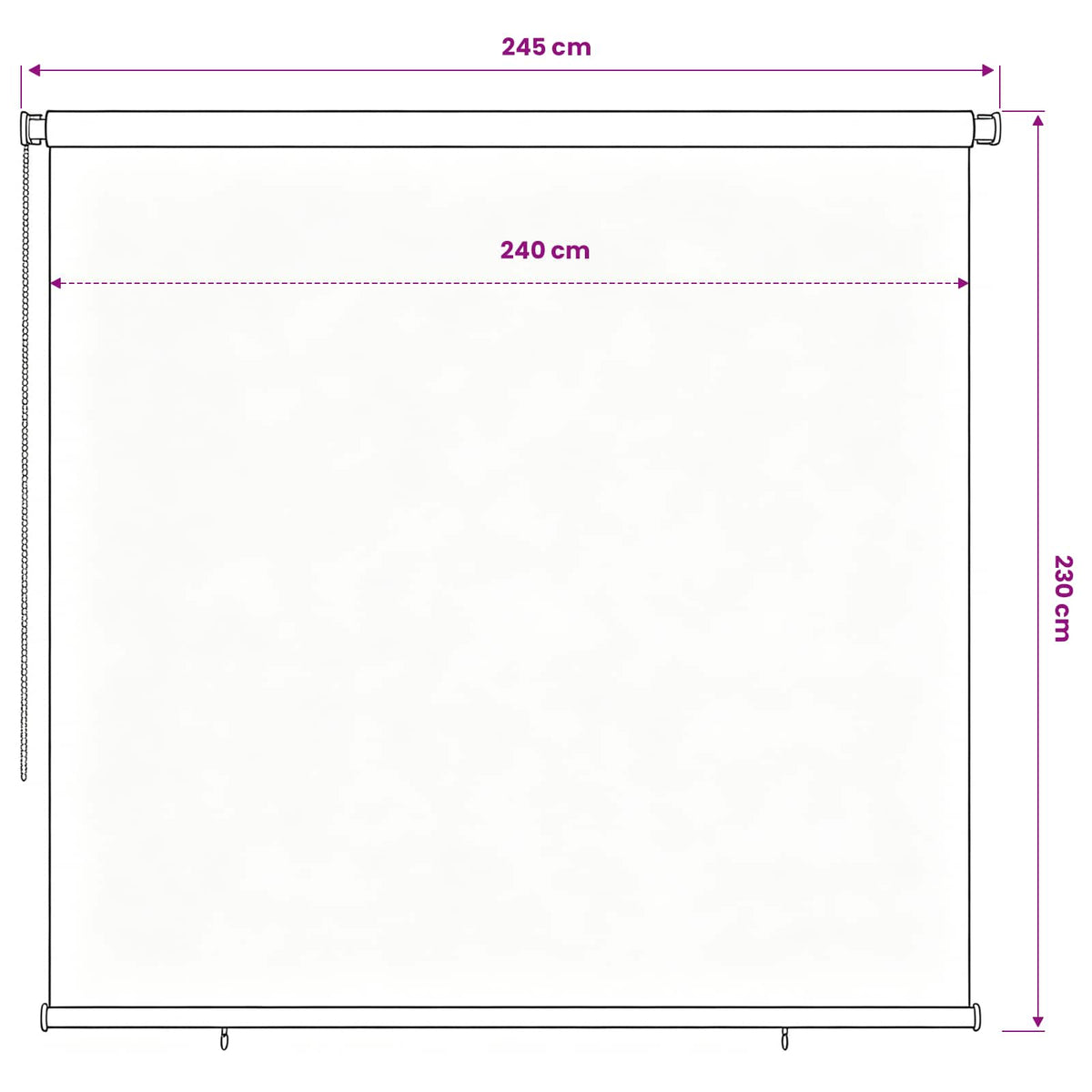 Tenda a Rullo per Esterni 185(L)x230(A) cm nera