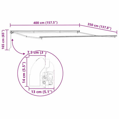 Tenda da Sole Bianco 4 × 3,5 m Metallo - homemem39