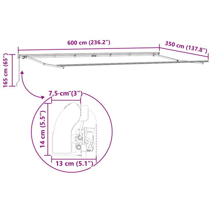 Tenda da Sole Bianco 6 × 3,5 m Metallo