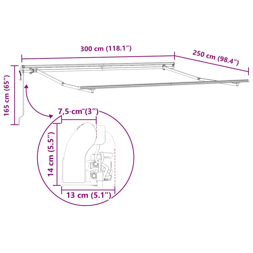 Struttura della tenda Bianco 300 x 250 cm Alluminio | homemem39