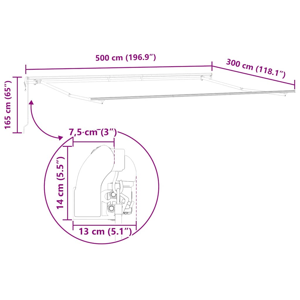 Tenda da Sole Bianco 5 x 3 m Metallo - homemem39