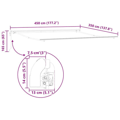 Tenda da Sole Bianco 4,5 × 3,5 m Metallo - homemem39