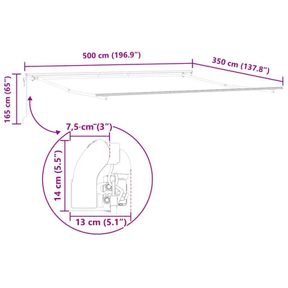 Tenda da Sole Bianco 5 × 3,5 m Metallo