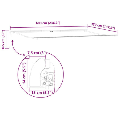 Tenda da Sole Bianco 6 × 3,5 m Metallo