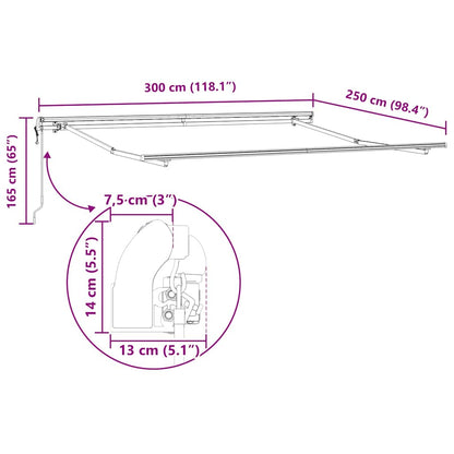 Tenda da Sole Antracite 3 x 2,5 m Metallo